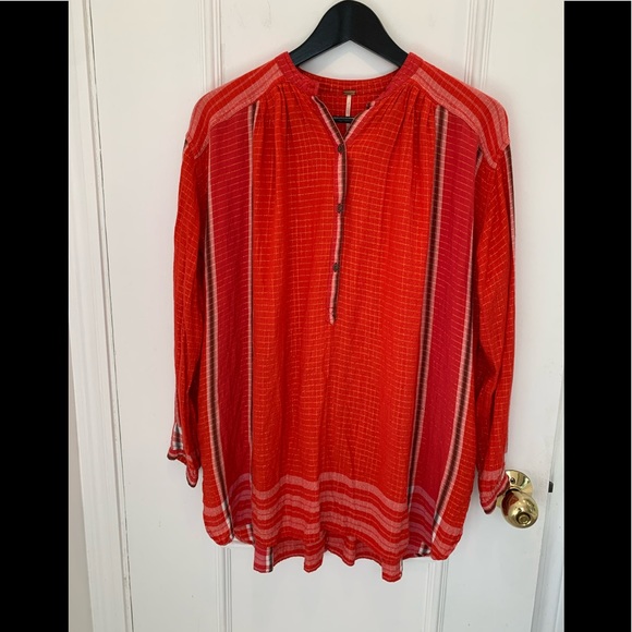 Free People Tops - Free People red long sleeve flowy top. Size XS
